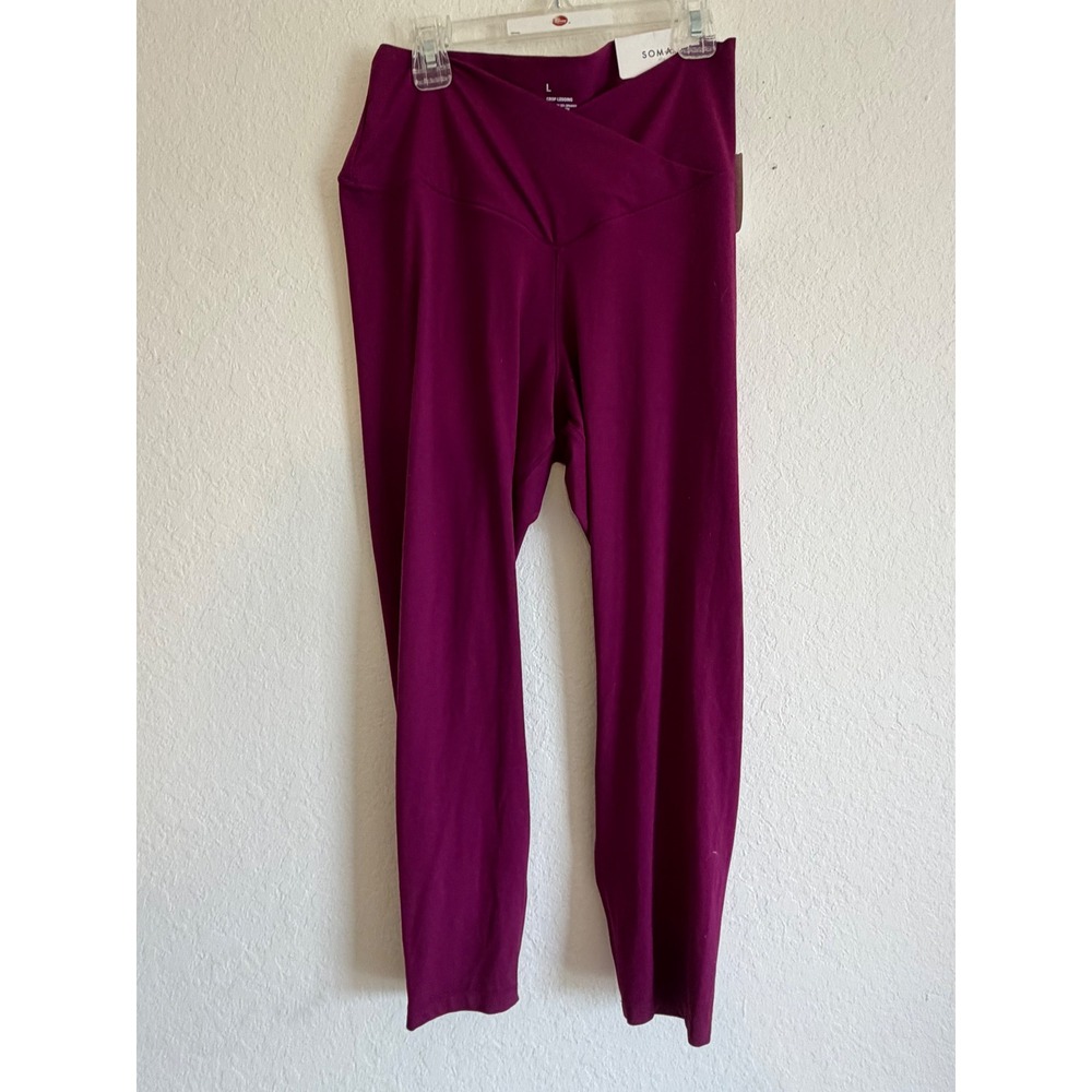 Soma WKND 24/7 High Rise Crop Leggings Purple Moon Crossover Waist 570326509 L